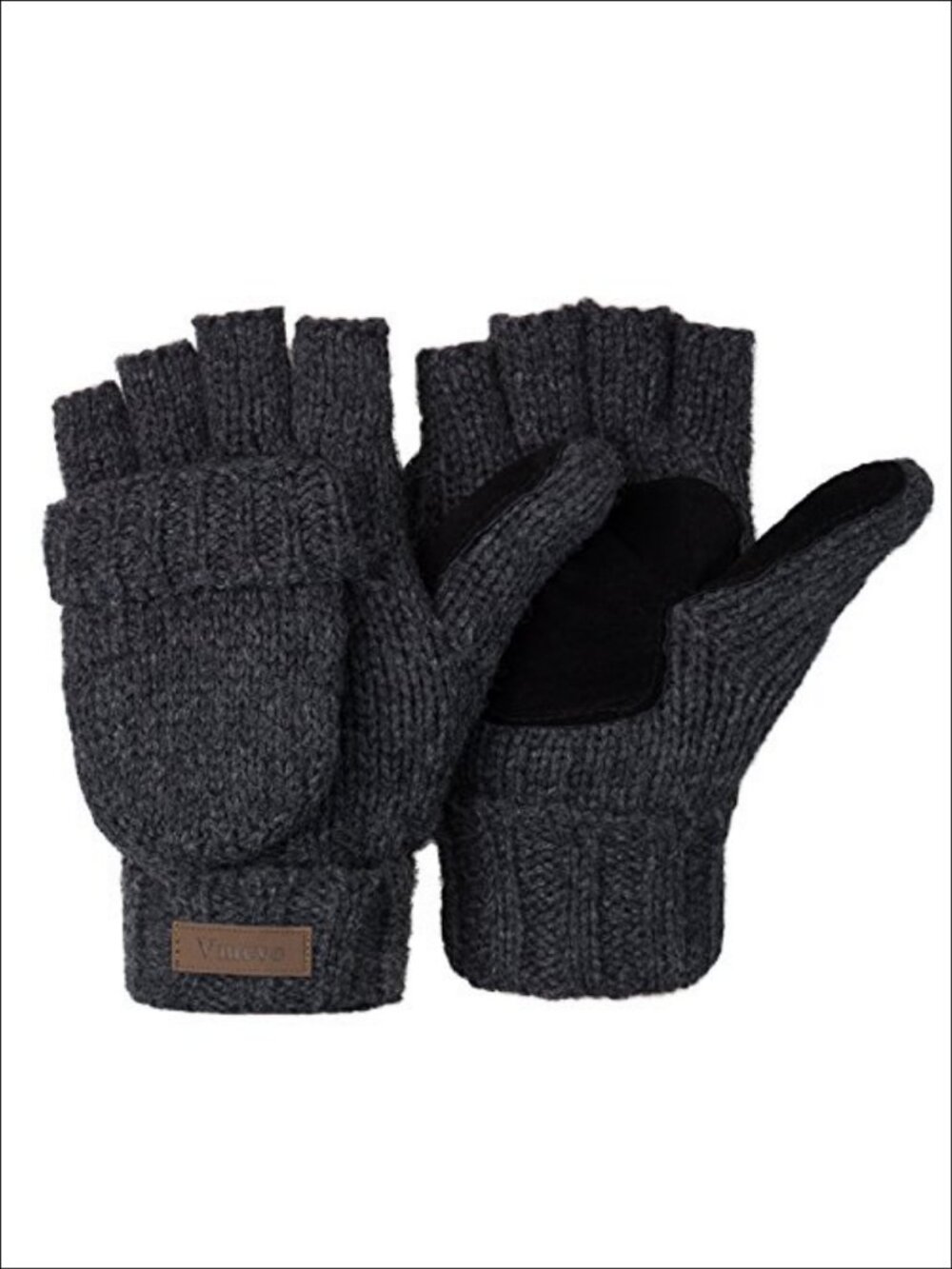 Wool Blend Convertible Fingerless Gloves Mittens Winter Warm Unisex